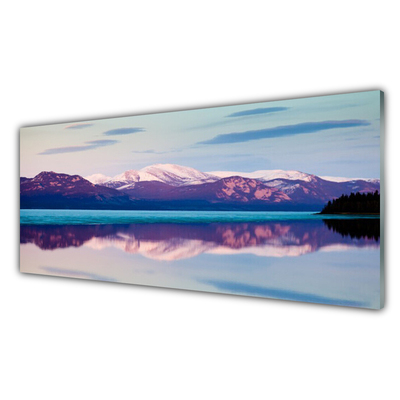 Plexiglas® Wall Art Mountain lake landscape white brown blue black