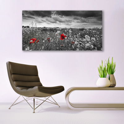 Plexiglas® Wall Art Meadow flowers nature grey red