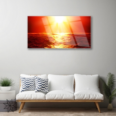 Plexiglas® Wall Art Sun sea landscape yellow orange