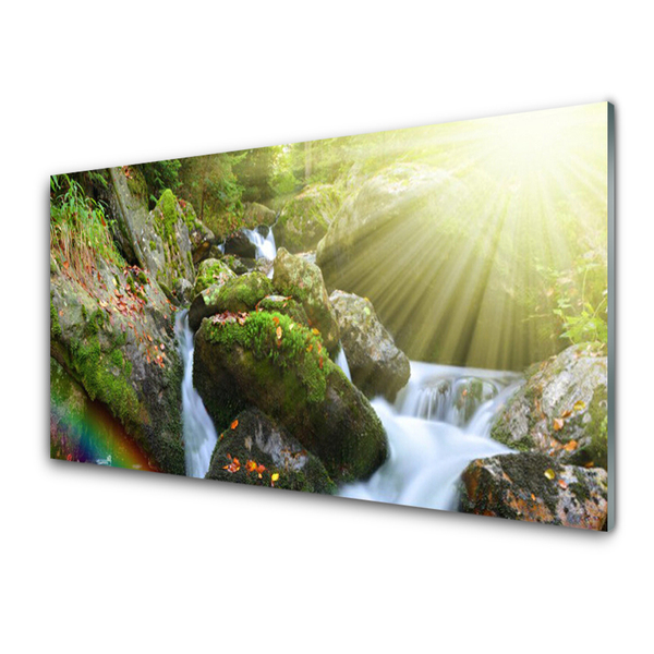 Plexiglas® Wall Art Sun waterfall rainbow nature multi