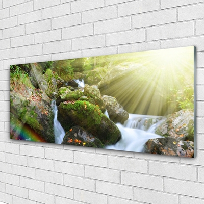 Plexiglas® Wall Art Sun waterfall rainbow nature multi