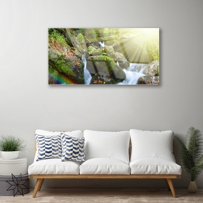 Plexiglas® Wall Art Sun waterfall rainbow nature multi