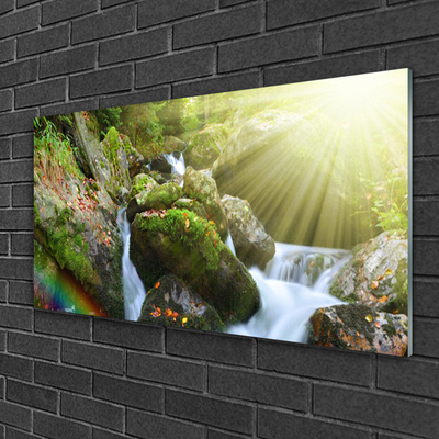 Plexiglas® Wall Art Sun waterfall rainbow nature multi