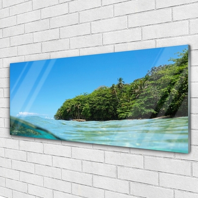 Plexiglas® Wall Art Sea trees landscape blue green