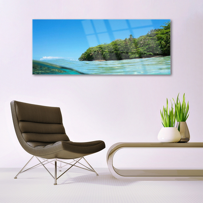 Plexiglas® Wall Art Sea trees landscape blue green