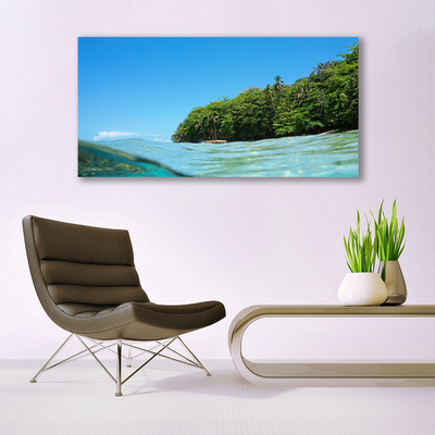 Plexiglas® Wall Art Sea trees landscape blue green