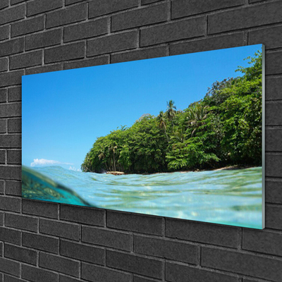 Plexiglas® Wall Art Sea trees landscape blue green