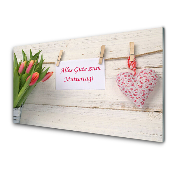 Plexiglas® Wall Art Tulip heart art green orange white red