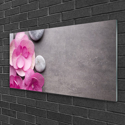 Plexiglas® Wall Art Flower stones floral pink grey