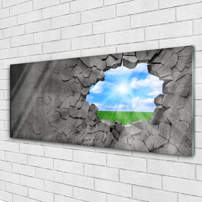 Plexiglas® Wall Art Hole grass sky art grey blue green