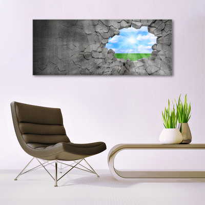 Plexiglas® Wall Art Hole grass sky art grey blue green