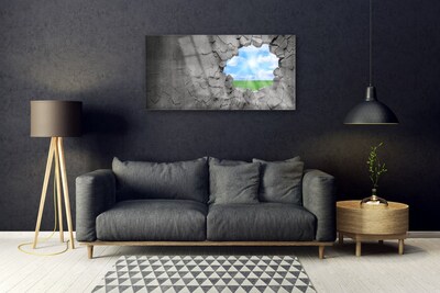 Plexiglas® Wall Art Hole grass sky art grey blue green