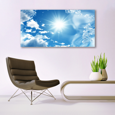 Plexiglas® Wall Art Heaven sun landscape white blue