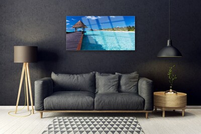 Plexiglas® Wall Art Bridge sea architecture brown blue