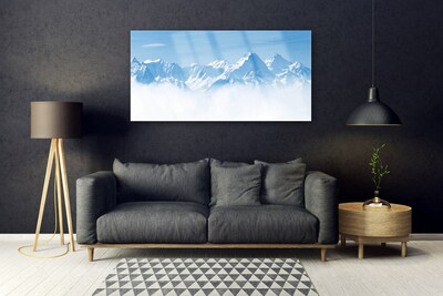 Plexiglas® Wall Art Mountain fog landscape blue white