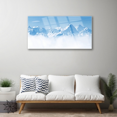 Plexiglas® Wall Art Mountain fog landscape blue white