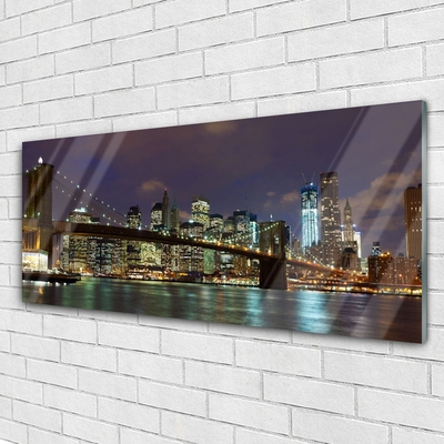 Plexiglas® Wall Art Bridge city architecture brown yellow