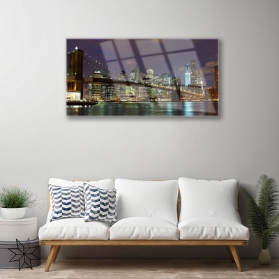 Plexiglas® Wall Art Bridge city architecture brown yellow