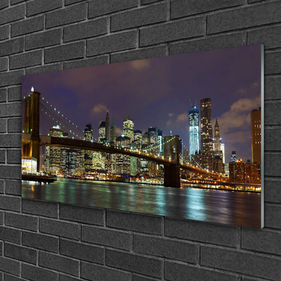 Plexiglas® Wall Art Bridge city architecture brown yellow