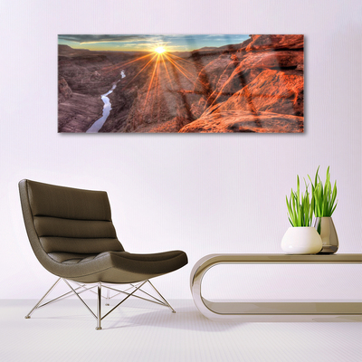 Plexiglas® Wall Art Sun desert landscape yellow brown