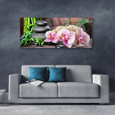 Plexiglas® Wall Art Bamboo stones flowers floral green grey pink