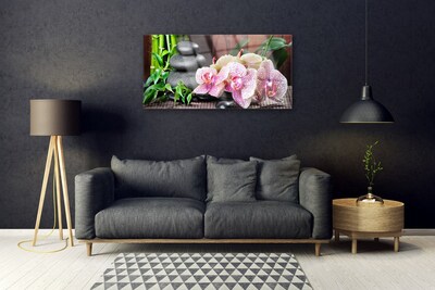 Plexiglas® Wall Art Bamboo stones flowers floral green grey pink