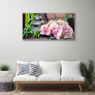 Plexiglas® Wall Art Bamboo stones flowers floral green grey pink