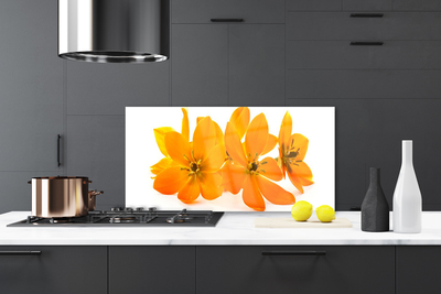 Kitchen Splashback Flowers floral orange