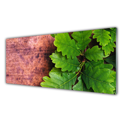 Kitchen Splashback Oak leaves floral green