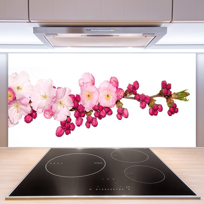 Kitchen Splashback Flower branch floral pink