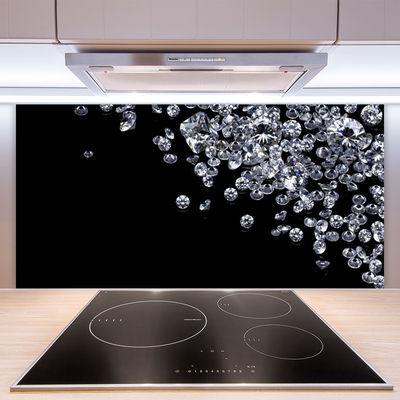 Kitchen Splashback Diamonds art black grey white