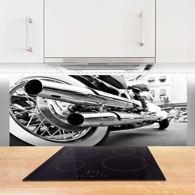 Kitchen Splashback Motorcycle art grey black white