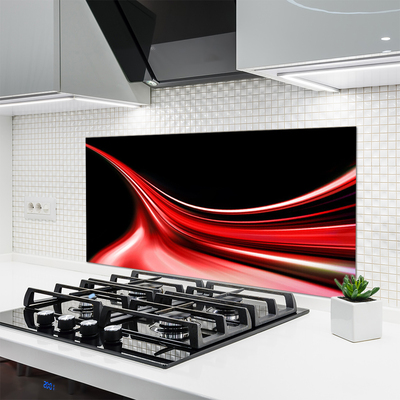 Kitchen Splashback Abstract lines art red black