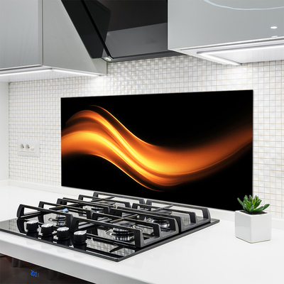 Kitchen Splashback Abstraction art black orange