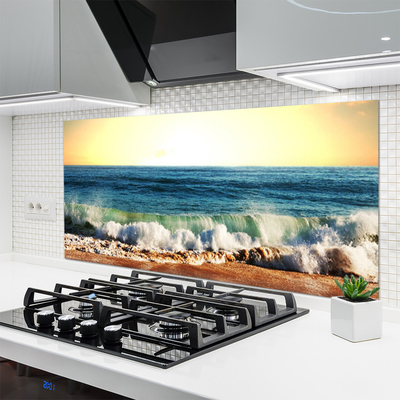 Kitchen Splashback Ocean beach landscape brown blue