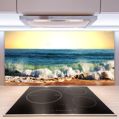 Kitchen Splashback Ocean beach landscape brown blue