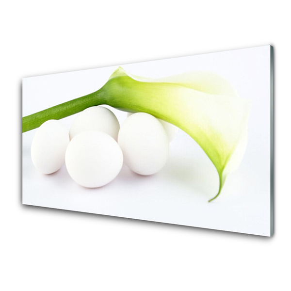 Kitchen Splashback Eggs floral white green