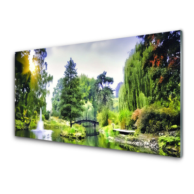 Kitchen Splashback Forest waterfall sun nature green yellow white