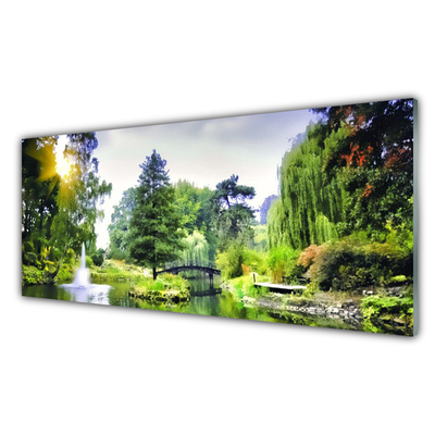 Kitchen Splashback Forest waterfall sun nature green yellow white