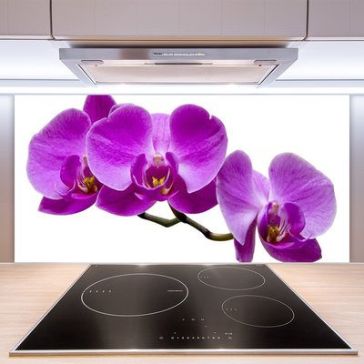 Kitchen Splashback Flowers floral purple brown