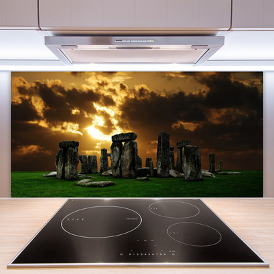 Kitchen Splashback Stones landscape grey green