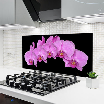Kitchen Splashback Flowers floral pink black