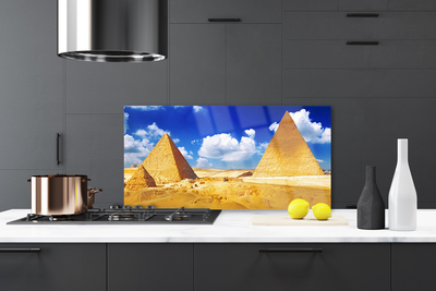 Kitchen Splashback Desert pyramids landscape yellow blue