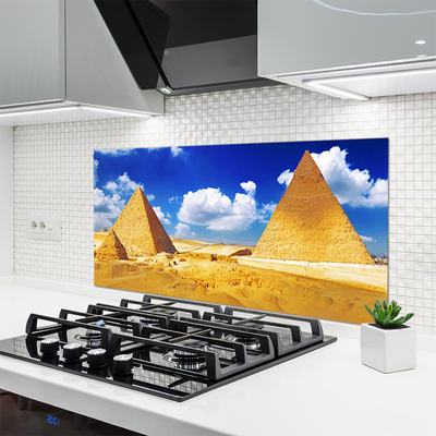 Kitchen Splashback Desert pyramids landscape yellow blue