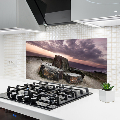 Kitchen Splashback Rock landscape grey pink