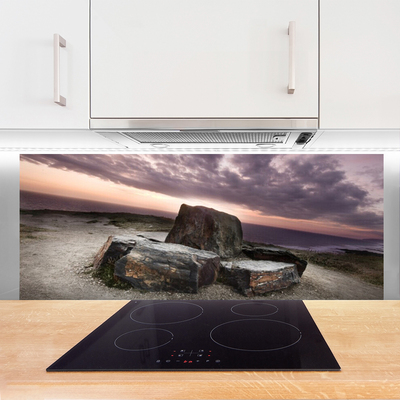 Kitchen Splashback Rock landscape grey pink