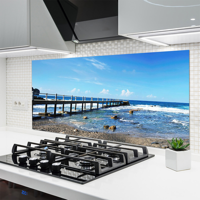 Kitchen Splashback Ocean beach landscape blue