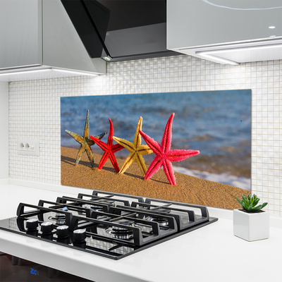 Kitchen Splashback Beach starfish art multi