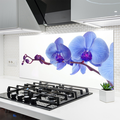 Kitchen Splashback Flowers floral blue purple