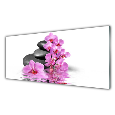 Kitchen Splashback Flower stones floral pink grey
